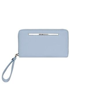 STEVE MADDEN Large Zip Around Wallet Wristlet w/ Woven Lanyard – Blue Aura – NWT